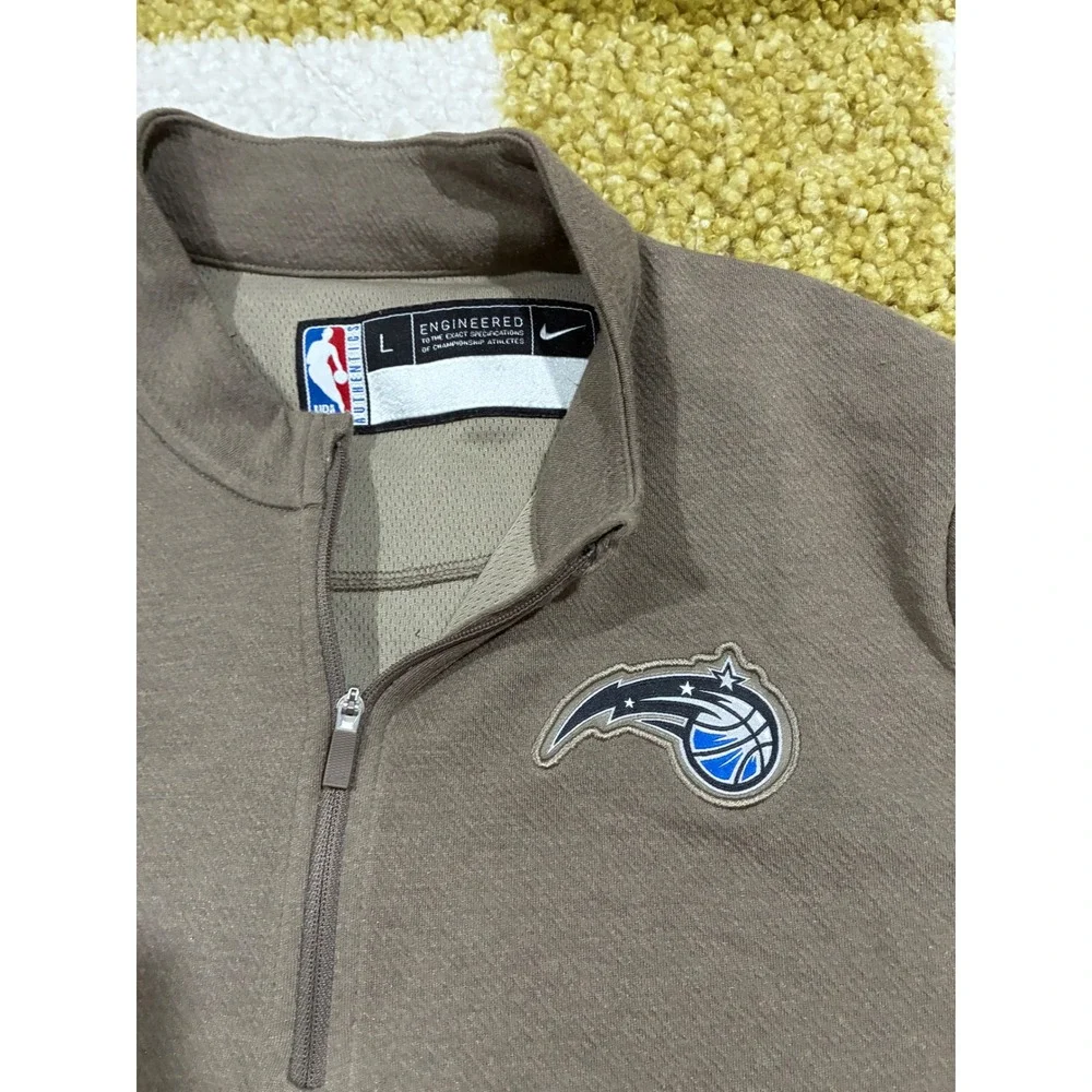 Nike Orlando Magic NBA Dri-FIT Quarter Zip Pullover Brown Mens Large L 0345